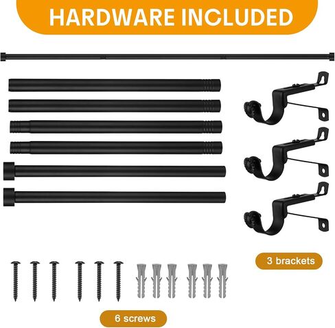 Wesiti 4 Packs Curtain Rods for Windows 32-84 Inch Black Curtain Rod Set Heavy Duty Metal Curtain Rod with Brackets for Window Patio Home Outdoor in Saudi Arabia