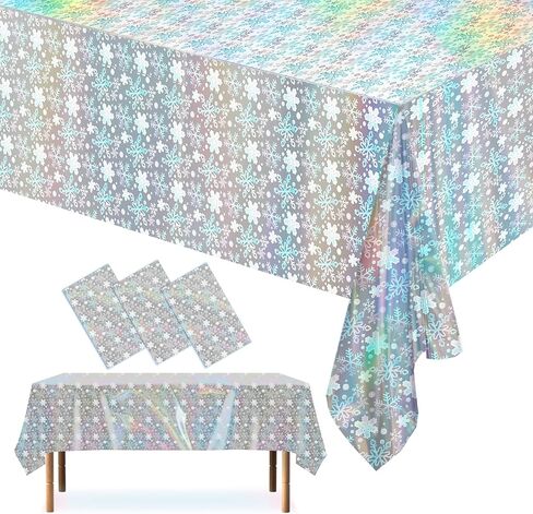 3 Pcs Frozen Tablecloth Winter Snowflake Tablecloth Decorations Blue Frozen Plastic Table Cloths for Winter Holiday Birthday Christmas Frozen Party Decorations 54x108 Inch in Saudi Arabia
