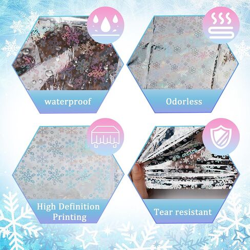 3 Pcs Frozen Tablecloth Winter Snowflake Tablecloth Decorations Blue Frozen Plastic Table Cloths for Winter Holiday Birthday Christmas Frozen Party Decorations 54x108 Inch in Saudi Arabia