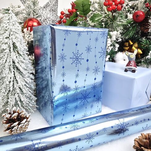 LDGOOAEL Reversible Christmas Wrapping Paper Jumbo Roll - Silver Holiday Tree & Stripes - 30 inches x 100 Feet in Kuwait
