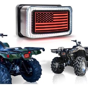ATV Tail Light LED Smoke Lens with Reverse Brake Light, US Flag Design Tail Light for ATV UTV Yamaha Rhino Viking Grizzly Big Bear Kodiak Bruin Wolverin Bear Tracker