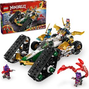 LEGO NINJAGO Ninja Team Combo Vehicle, 4 in 1 Ninja Playset for Kids with Glider, Off-Road Racer and 2 Motorcycle Toys, Birthday Gift for Boys and Girls, Ninja Toy with 6 Minifigures, 71820