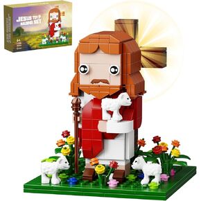 VONADO Jesus Building Block Set, The Shepherd God Little Jesus Building Toy, Bible Story Jesus Figures with LED Light，Easter, Christmas, Christian Gift for Adults and Kids Age 6+(324PCS)