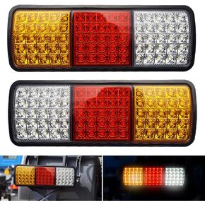 Auovo 75 LED Truck Tail Lights DC12V Amber Red White Turn Signal Running Brake Reverse Trailer Taillight Bar Waterproof Lamps Fits Truck RV Camper Snowmobile Pickup Vans (2 PCS)