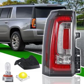 GSPSCN Driver Side LED Lens Tail Light Compatible With GMC Yukon/Yukon XL 2015 2016 2017 2018 2019 2020 Left Rear Taillight Brake Signal Assembly w/Bulb and Harness Replace 84536242，23380459，GM2800268