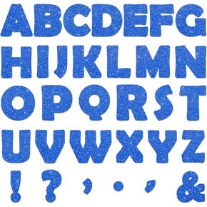 Qyeahkj 150 PCS Large 6" Font Letters and Punctuation Set Glitter Blue Classroom Alphabet Cutouts for Bulletin Poster Board Display Home School a Great Helper to Inspire Students' Learning Interest