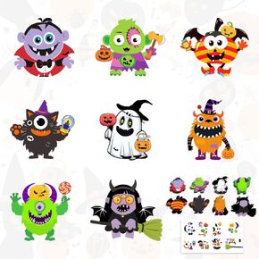 120pcs Halloween Monster Crafts Kits for Kids, Halloween Monster Hanging Ornaments DIY Make Your Own Monster Set Art, Halloween Handcraft Home Classroom Game Activities Party Favors Tree Decoration