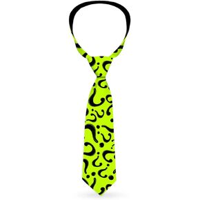 Buckle-Down Necktie Standard - Riddler ? Scattered Lime Green Black