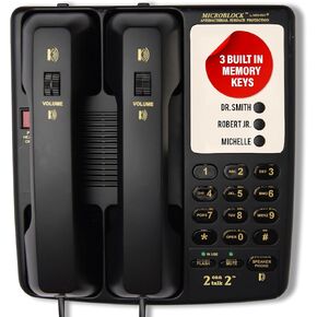 D2200-2 Can Talk 2 Telephone - Euro Style Twin Handset Telephone with 3 Built in Memory Keys for Enhanced Privacy, w/Ring/in-Use Light Indicator, Landline Phone for Home, Business & Office