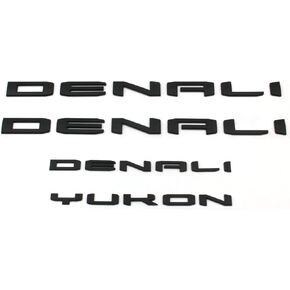 4pcs Gloss Black Door Rear Denali Yukon Emblems Letters Compatible with 2021-2024 Yukon Yukon XL (Gloss Black)