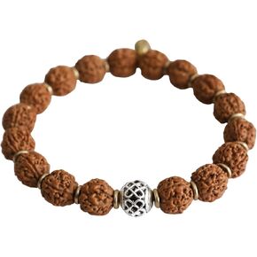Authentic Rudraksha Bracelet 5face - Rudraksha Beads Mala-Suitable for Yoga, Meditation and Wearing - No Chemical, Wax and Color Treatment