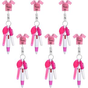 5pcs Nurse Pen Pink Set, Versatile Nurse Badge Reel Accessories Include Nurse Supplies Badge Holder Highlighter Pen Marker Pen LED Light Keychain Four-Color Ballpoint Pen for Nurse Doctor Day Gift