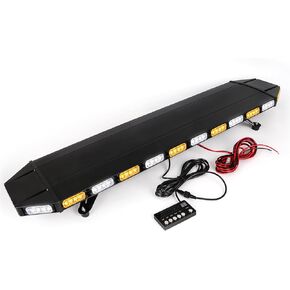 48" Extreme Bright Intensity Construction Detachable Emergency Warning Strobe Light Bar Waterproof Rooftop Low Profile Law Enforcement Hazard Flashing for Tow Truck Vehicle (Amber/White/Amber)