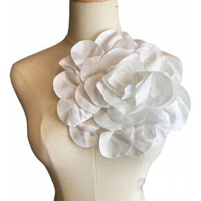 Heyiwell Large Satin Fabric flower for Brooch Pin Wedding Party Dance Dress Suit Clothes Head Hair Accessories DIY Decor 9.45"Inch