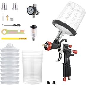 مسدس رش الهواء AEROPRO TOOLS R500 LVLP مع فوهات 1.3/1.5/1.7 مم ومنظم هواء، مسدسات طلاء A610 للسيارات، بخاخ مسدس طلاء السيارات، مسدس طلاء لطلاء المنزل، السيارة، الأثاث، الورنيش والمعطف العلوي