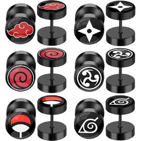 | Set of 6 Pairs Anime Cosplay Plug Earrings for Men and Women