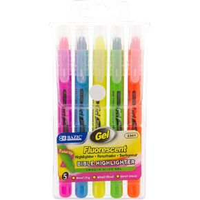 BAZIC Highlighter Gel Pen Bible Highlighter, No Bleed Highlighting Coloring Pen (12/Pack), 1-Pack