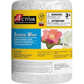 ACTIVA Supreme Wrap – The Premium Art and Craft Modeling, Casting and Sculpture-4" x 15' 1 Roll Plaster Cloth, 4"x15' 10 Single, White