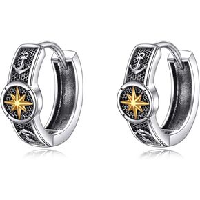 POPLYKE Black Celtic Knot Hoop Earrings 925 Sterling Silver Small Vintage Gothic Punk Rock Hoop Earrings Men… in Kuwait