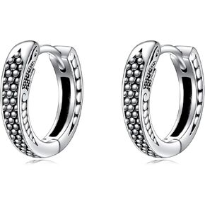 POPLYKE Black Celtic Knot Hoop Earrings 925 Sterling Silver Small Vintage Gothic Punk Rock Hoop Earrings Men…