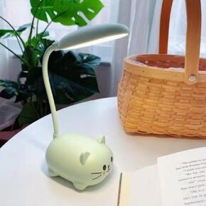 LED Desk Lamp，Mini Cat Night Light, Portable LED Table Light, Cute Foldable USB Rechargeable Reading Light Bedroom Children's Bedside Study (Pink)