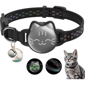 Air tag Cat Collar, Cat Collar with Bell and Safely Buckle for Small Pets, Adjustable Kitten Collar with Airtag Holder Compatible with Apple Airtag for Cats, Kittens, Puppies(Orange)