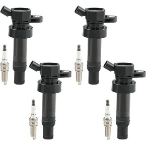 JDMON Ignition Coils Pack and Spark Plug Compatible with Kia Soul Rio Hyundai Accent Veloster 1.6L 2012 213 2014 2015 2016 2017 Replacement for UF-652 C1803