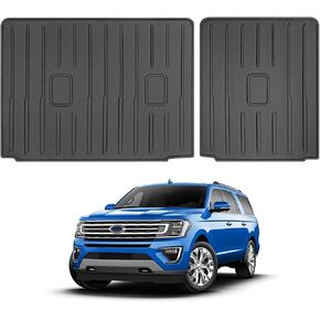 حصيرة مسند الظهر متوافقة مع 2018-2024 Ford Expedition Max/Lincoln Navigator L Cargo Liner Trunk Mat for Expedition Max Accessories غطاء المقعد الخلفي (حصيرة صندوق السيارة + حصيرة مسند الظهر)