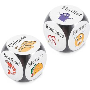 2 PCs Santa Swap Gifts Exchange Dice, Christmas Stocking Stuffers for Husband Wife, Valentines Day Gifts for Boyfriend Girlfriend, Secret Santa Gifts for Women, Food Movie Decision Dice, Couple Gifts