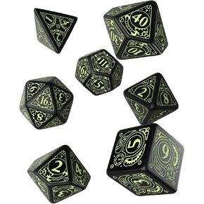 Q-Workshop Steampunk Black & Glow-in-The-Dark Dice Set (7)
