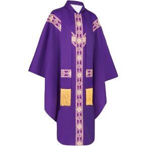 Catholic Priest Chasuble Church Mass Vestment Robe Chasuble Mass Round Collar Robe with Pastor