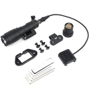 M600C 800 Lumens Tactical Flashlight with 2 Rotating Bases, with Push Button & Remote Pressure Switch, Weapon Light Mount & Pressure Switch Mount Fit for 20mm Picatinny Mlok/Keymod Rail