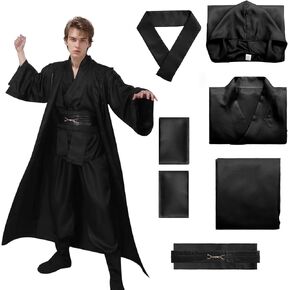 Knight Costume for Kids Hooded Robe with Tunic Uniform Robe Pants Belt Full Set Cospaly Clock
