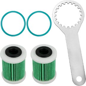 2PCS Fuel Filter Elements with O-Rings and Wrench Compatible with 2006 to Current Yamaha Outboard 4-Strokes VZ150/VZ175/VZ200/F150/F200/F225/VF200/VF225/VF250 Replace 6P3-WS24A-01-00