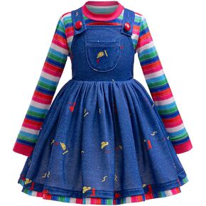 IBTOM CASTLE Toddlers Girls Halloween Outfits Striped Top and Suspender Skirt Overall Dress Party Dress Up