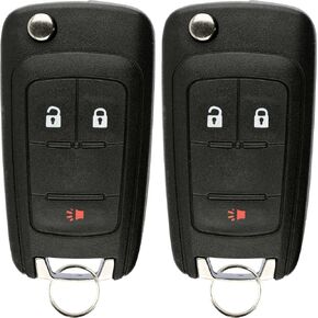 KeylessOption Keyless Entry Car Remote Uncut Flip Ignition Key Fob Replacement for GMC Chevy Equinox OHT01060512 (Pack of 2)