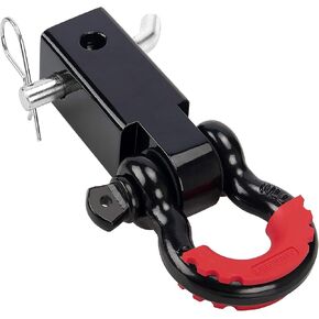 Shackle Hitch Receiver 2 inch with Hitch Pin, 41918 Lbs Break Strength Never Rust Receiver Shackle Bracket Heavy Duty and Solid with 3/4'' D Ring Shackle, Towing Accessories for Trucks