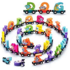 Magnetic Alphabet Train Toys, 26PCS Animal Wooden ABC Learning Toys Toddlers Kids Boys Girls Educational Toys for 3 4 5 6 7 Years Old (Animal)