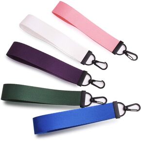 Funny live 5 Pieces Wristlet Straps for Keys Wallets Bag, Macaron Color Wristlet Bracelet Keychain Fabric Hand Wrist Lanyard Key Chain Holder