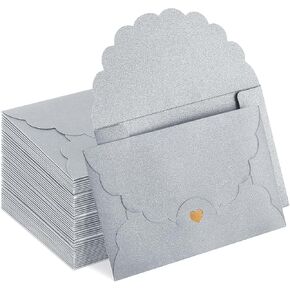 50 Pack 4x6 Envelopes, A4 Envelope with Gold Heart,Gray Envelopes for Invitations, Baby Shower, Wedding, Greeting Card, Birthday