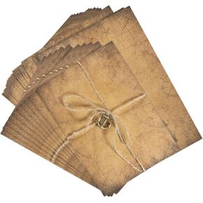 PATIKIL Vintage Gift Card Envelopes Set, 10 Set 150 G V Flap Christmas Card Envelope with Letter Rose Four Leaf Accessories for Birthday Wedding, Retro