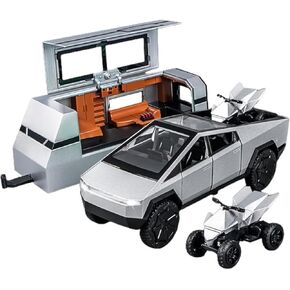 1/24 Toy Trucks and Trailer for Boys Adults, Diecast Metal Pickup Trailer RV Model Kit, Pickup Truck Model Toy with Motorcycle, Truck and Trailer Toys for Birthday Gift