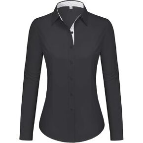 siliteelon Button Down Shirts for Women Dress Shirts Cotton Long Sleeve Shirts for Women Wrinkle Free Stretch Work Blouse