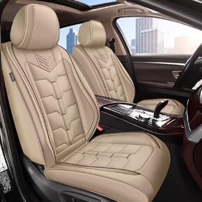 Car Seat Covers Fit for Chevrolet Equinox 2007-2024 2025 Full Set Faux Leather Seat Cover 2 Rows 5 Seats Waterproof Seat Cushion Protector (Black & Red Line)
