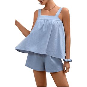 SOLY HUX Women's Short Sets 2 Piece Vacation Outfits Flowy Cami Tops and Shorts Summer Set