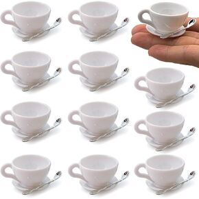 12 Sets Mini Coffee Cups Mini Dollhouse Cups Miniatures Tea Mups Food Kitchen Toys for DIY Decoration Craft Accessories (Pink)