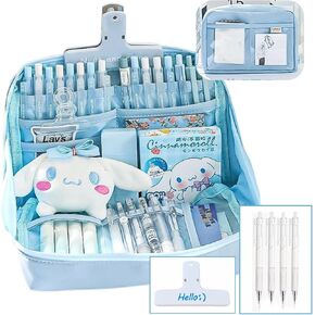 Pencil Pouch Multi-Layer Large Capacity 12 Compartment Organizer + 4 Pens & Clip