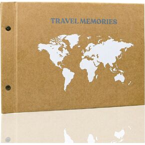 Holoary Photo Album 4x6 500 Photos 5 Pictures Per Page, 500 Pockets 4"x6", Kraft Paper Cover Travel Design World Map Adventure Vacation