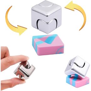 Desk Fidget-Toys Kinetic-Spinner-Cube: Cool-Gadgets Metal EDC-Toy with Silicone Base, Cool-Stuff ADHD-Tools Office Game Stress-Relief Toy for Kid Children Teen Adult Christmas