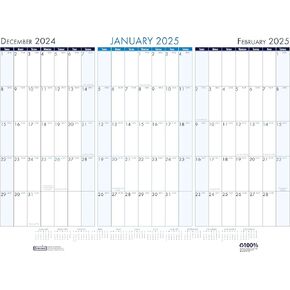 House of Doolittle 2025 Three-Month View Desk Pad Calendar, 22 x 17 Inches, Blue, December - January (HOD136-25)